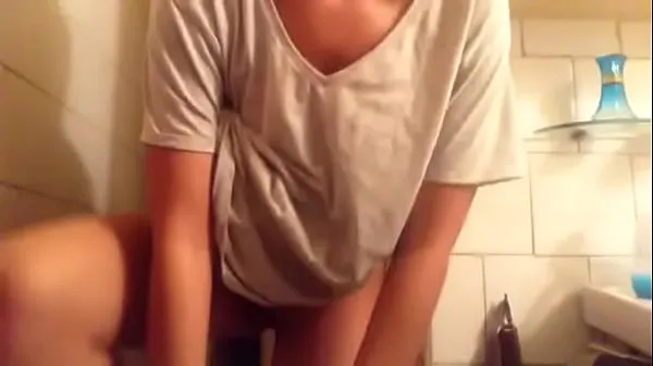 Fresh toothbrush masturbation - sexy wet girlfriend in bathroom energy Videos
