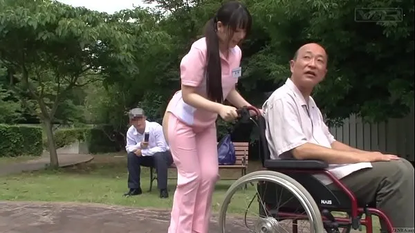 Video energi Subtitled bizarre Japanese half naked caregiver outdoors segar