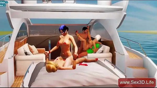 Frisse Yacht 3D group sex with beautiful blonde - Adult Game energievideo's