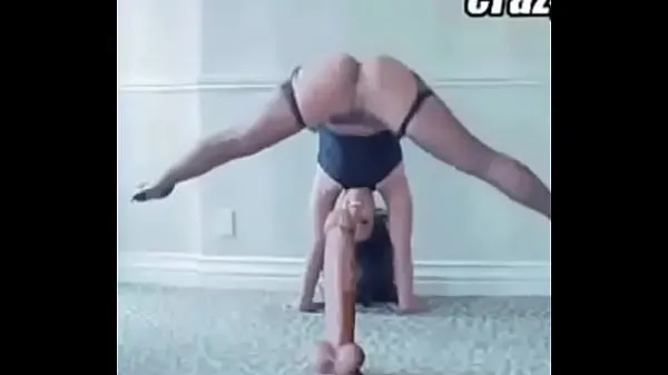 Fresh Naughty acrobat sitting on giant stick. Woman with stunning precision in pussy energy Videos