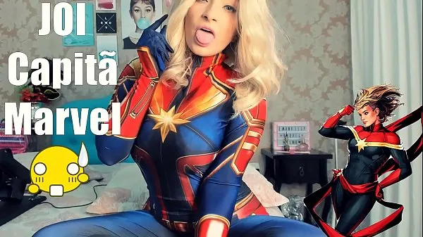 Fresh Joi Portugues Cosplay Capita Marvel SEX MACHINE, doing Blowjob Deep throat Cumming on breasts and Cumming on ass AMAZING JOI energy Videos