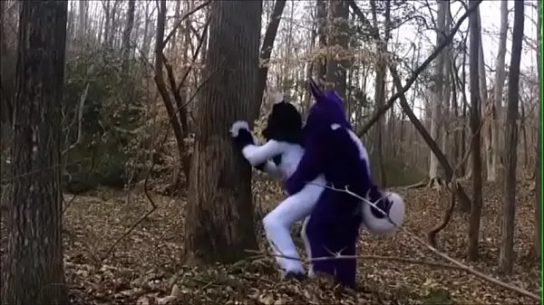 Sveži videoposnetki o Fursuit Couple Mating in Woods energiji