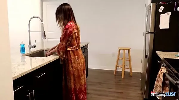 Fresh Dave Foxx is going to get fucked hard if she doesn't cover up instead she wears a night gown in the kitchen her tits poke out and this turns on her man energy Videos