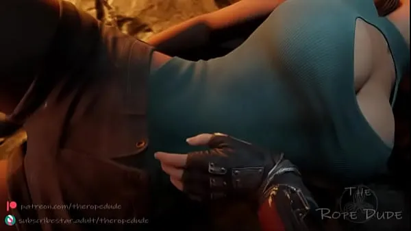Nya Lara Croft tied up and played with by Tifa [TheRopeDude energivideor
