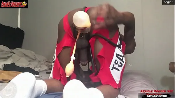 Using Huge dildo to up his destroyed hole - The Ass bouquet of buttplug with the inflatable pumps, moaning with a prolapsed black eye - Ass Monkey - TheAmOfficial Video tenaga segar