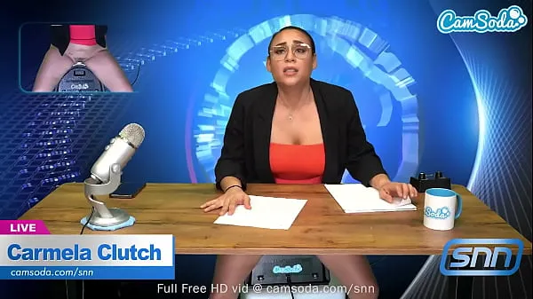 Fresh Hot MILF with Huge Boobs masturbates on air while reading the news energy Videos