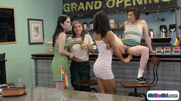 Fresh To attract customers a barista spreads and serves free pussy alongside all three clients have licked and the ladies give oral and facesit energy Videos