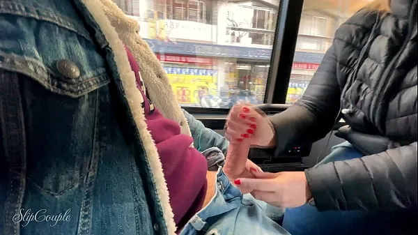 Footjob Blowjob and sloppy Handjob in a public bus :PP