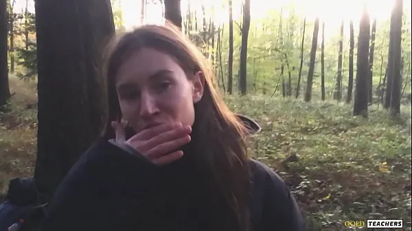 Young shy Russian girl gives a blowjob in a German forest and swallow sperm in POV (first homemade porn from family archive Video tenaga segar