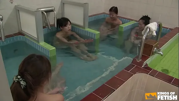 Fresh Sexy Japanese girls take a bath into a public place and get touched by a dirty man energy Videos