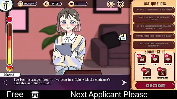 Frisse Next Applicant Please (free game itchio) Visual Novel energievideo's